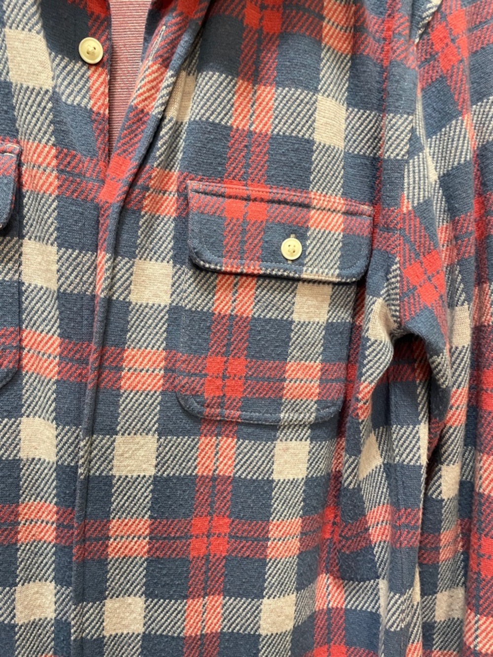 Faherty Blue White Pink Plaid Button-Up Shirt - Picture 3 of 6